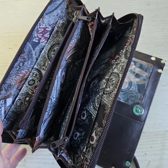 Elegant Brown Leather Women's Purse Clutch Organizer - Picture 14 of 16